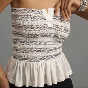 Maeve by Anthropology White and Black Smocked Women's Tube Top